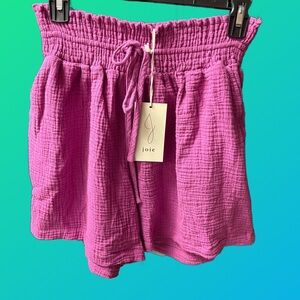 Joie Shorts W-L Purple High Waisted Gauze Cotton Drawstring Pockets- NEW W/ TAGS
